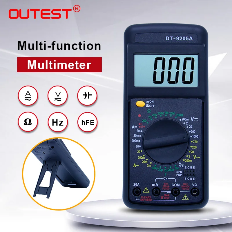 Цифровой мультиметр OUTEST DT 9205A цифровой амперметр вольтметр Частотный транзистор