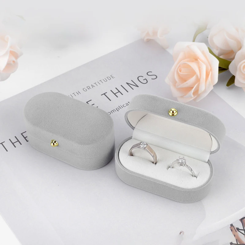 

Velvet Couple Double Slots Wedding Ring Box Earrings Box Jewelry Case Storage Gift Box Jewelry Counter Display Gift for Women