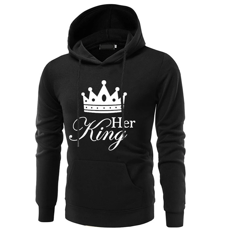 Her King His queen Lovers свитер с капюшоном принтом модная Женская толстовка надписью