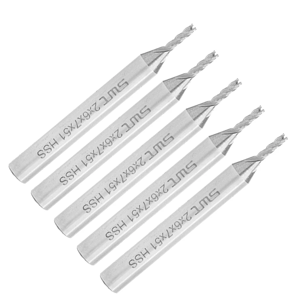 

5pcs 2mm HSS Straight Shank 4-Flute End Mill CNC Drill Tool Milling Cutter Router Bit For Metalworking
