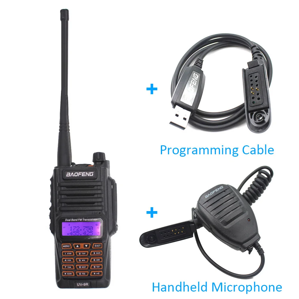 UV-9R-USB-Mic Baofeng UV-9R рация 2200 мАч IP67 Водонепроницаемый 136-174/400-520 МГц двухдиапазонный двойной режим ожидания двухстороннее радио UV9R - Цвет: UV-9R-USB-Mic