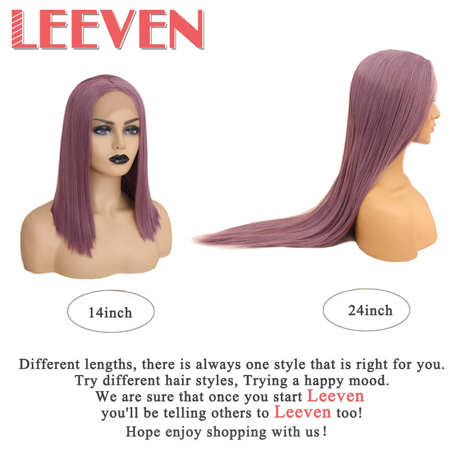 Leeven, 14 дюймов, короткий Боб, кружевные передние парики, розовый, 613 блонд, черные парики, синтетические, шелковистые, прямые волосы, парик для женщин