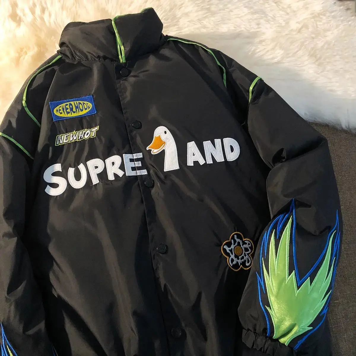 

Hip Hop Cute Letter Embroidery Turtleneck Thick Winter Clothes Women Jackets Parka Coats Fashion Black Streetwear Casual Couples