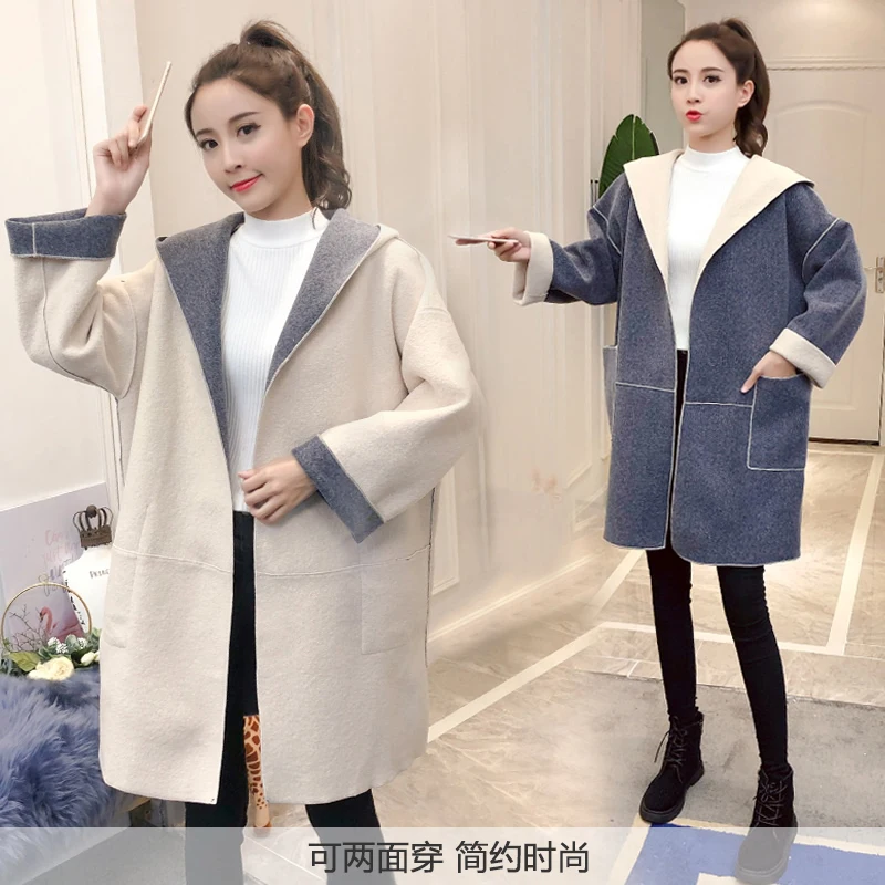 Шерстяное пальто женская одежда на весну и осень зиму 2019 Новое корейское длинное