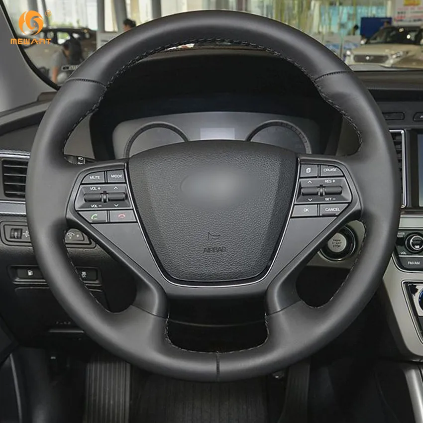 MEWANT черная искусственная кожа фотосессия для Hyundai Sonata 9 2015 2016 (4 спицы) аксессуары