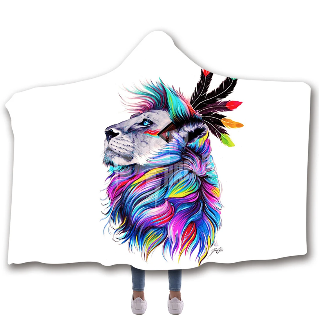 

3d Digital Printing Polyester Hooded Animal Throw Blanket Warm Coats Pullover Blanket Bed or Sofa Decorative Home Textile