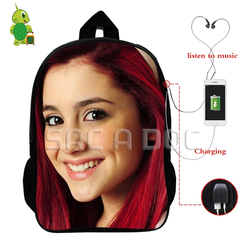 Ariana большая сумка-рюкзак знаменитая звезда Многофункциональный usb зарядка Разъем для наушников школьные сумки для подростков женщин мужчин повседневные дорожные сумки - Цвет: 3