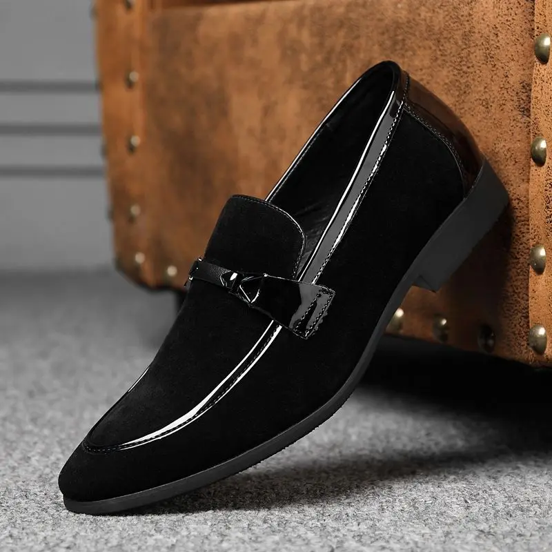 

2021 New Men PU Stitching Business Formal Dress Leisure Sleeve Foot Korean Classic British Fashion Wedding Shoes Are Hot AQ105