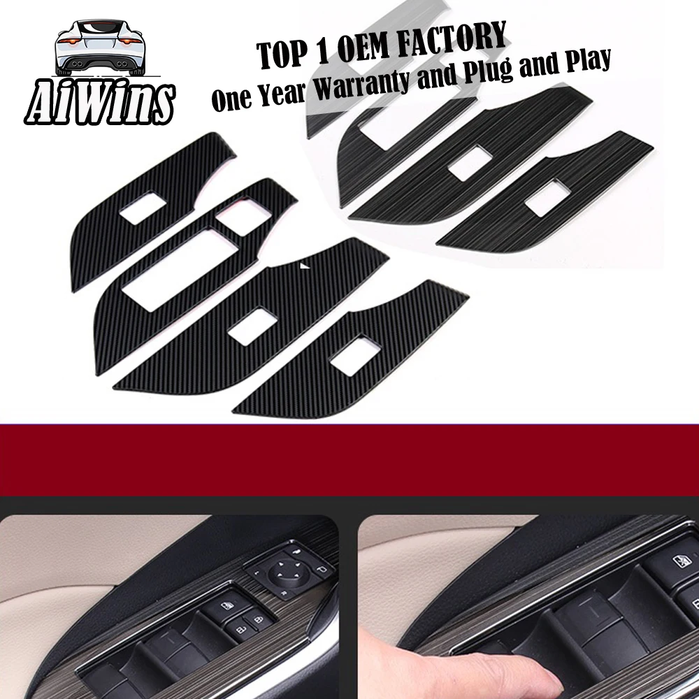 

Car style For T-oyota RAV4 2020 stainless steel window lifting panel pasted with interior decoration