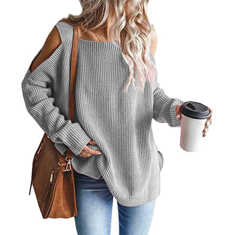 

Off Shoulder Knitting Sweater Spring Autumn Women Knit Fashion Tide Sweaters Women Loose Fit Turtleneck Long Sleeve Pullovers