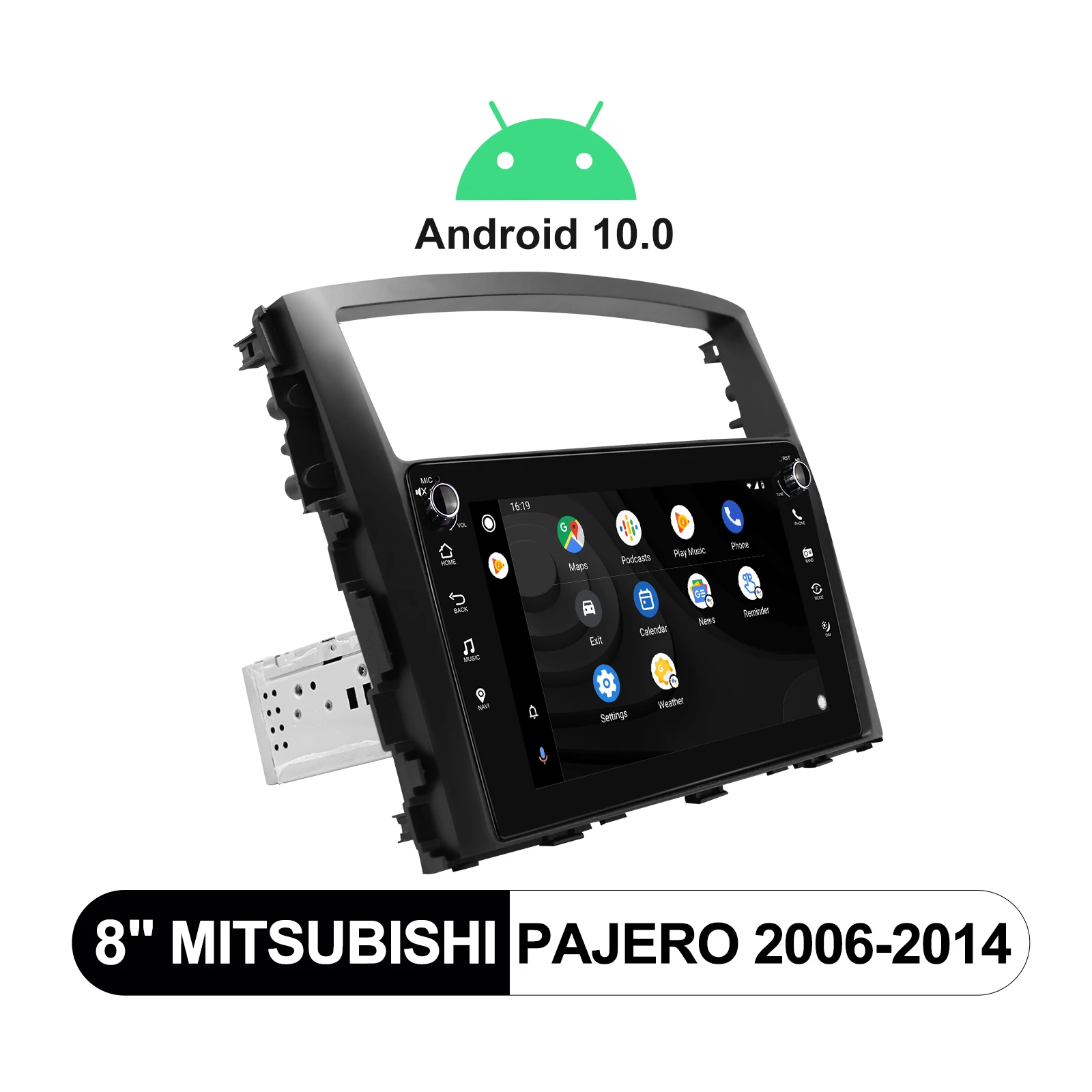 저렴한 8 인치 자동차 라디오 디스플레이 안드로이드 헤드 유닛 자동차 멀티미디어 플레이어, 미쓰비시 파제로 2006-2014 용 안드로이드 자동 무선 카플레이