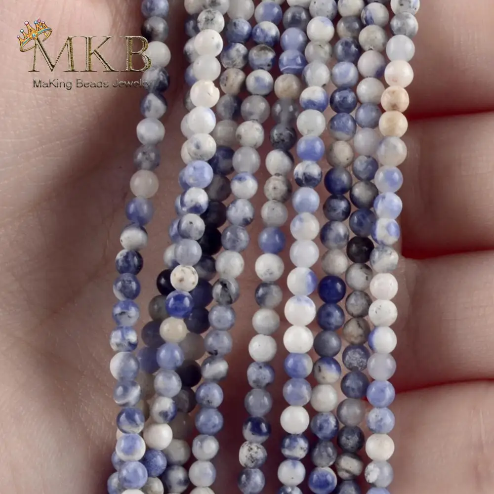 3 мм натуральный камень голубой содалит круглые бусины пространство свободные