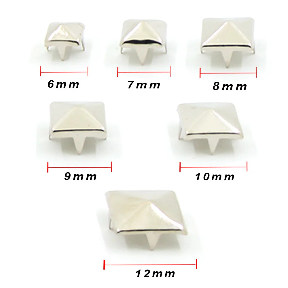 100Pcs Square Rivets 4 Claw Spikes And Studs Punk Leather For Jeans Clothes 6-12MM Gold/Silver/Black/Bronze DIY | Дом и сад
