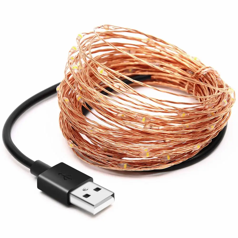 

Copper Wire String 50LED Landscape Lamp Outdoor Yard Copper Wire Durable 5M USB Festival Garden Romantic Super Bright