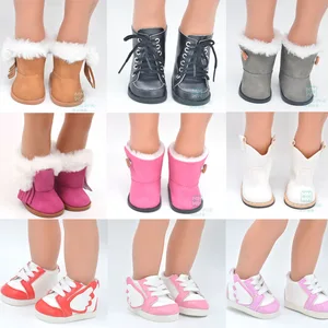 Кожаные ботинки белого цвета 7,5 см для новорожденных, аксессуары для кукол и американская мини-обувь для детей 43 см