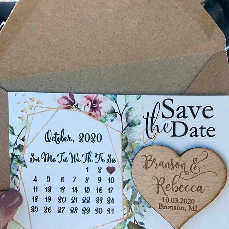 Календарь для свадьбы магниты сохранения даты деревянный магнит в форме сердца