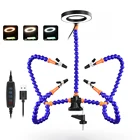 Настольный зажим для пайки, гибкая ручка для пайки, третья рука, зажим для печатной платы, подставка для паяльника, Лупа 3X светодиодный светодиодсветильник кой