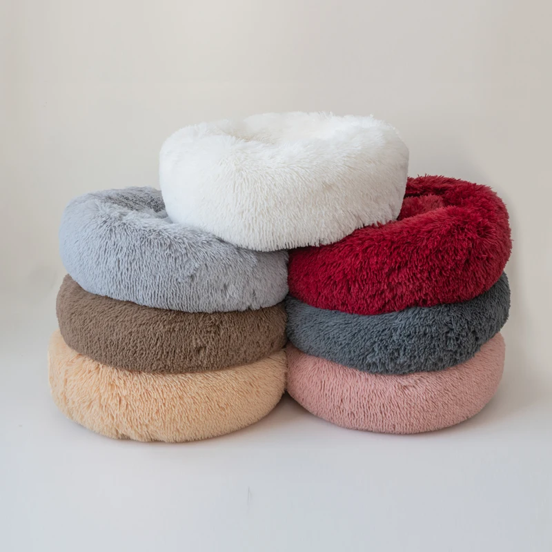 Детская кровать для кошек мягкая длинная плюшевая круглая маленьких собак