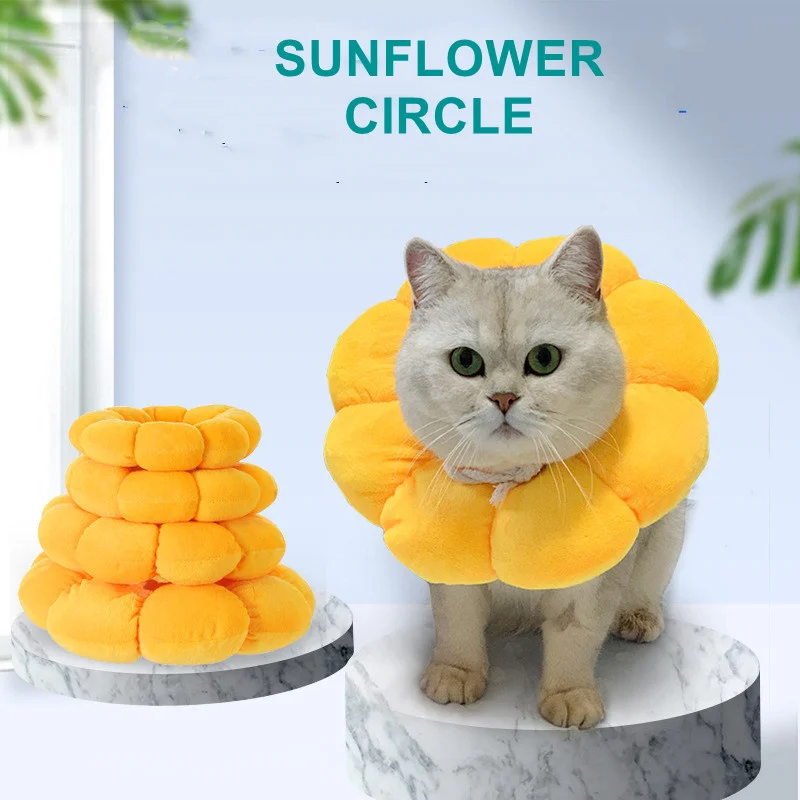 

Pet Elizabeth Anti-Bite Circle Surgery Wound Healing Protection Nursing Sunflower Shape E-Collar Neck Cone Dogs Cat Accessories