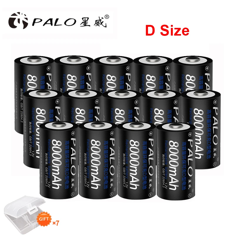 

14pcs Type D Battery 8000mAh 1.2v D Size Rechargeable Battery Ni-MH NiMh Ni MH Battery For Toy Flashlight Instruments Gas Cooker