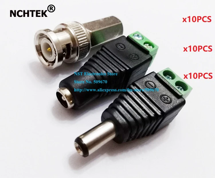 NCHTEK RG59 BNC Twist on &amp DC Power 5 5x2 1 мм разъемы для камер видеонаблюдения/Бесплатная