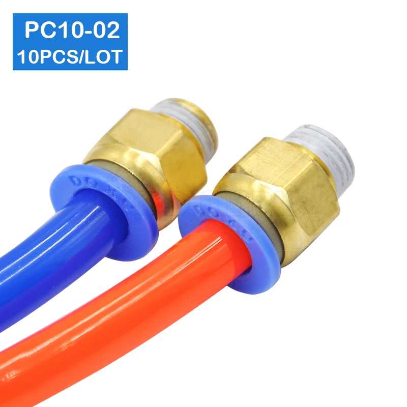 Пневматические соединители BSPT PC10-02 10-1/4 дюйма 10 шт. Прямые фитинги в одно касание |