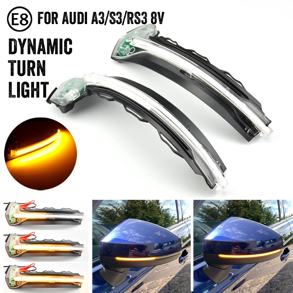 

2pcs For Audi A3 8V S3 RS3 Led Dynamic Turn Signal Light Sequential Side Mirror Indicator Blinker 2013 2014 2015 2016 2017 2018