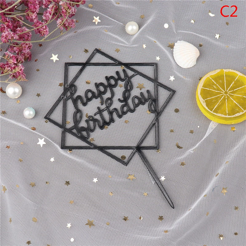 

1PC Acrylic Cake Topper Gold Flash Cake Topper Happy Birthday Party New Year Decoration For Home Party Supplies Cupcake Topper