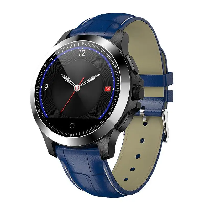 Black Blue leather W8 Смарт-часы спортивные Смарт-часы ЭКГ+ PPG монитор сердечного ритма кровяного давления фитнес-трекер для мужчин и женщин модный смарт-браслет - Цвет: Black Blue leather