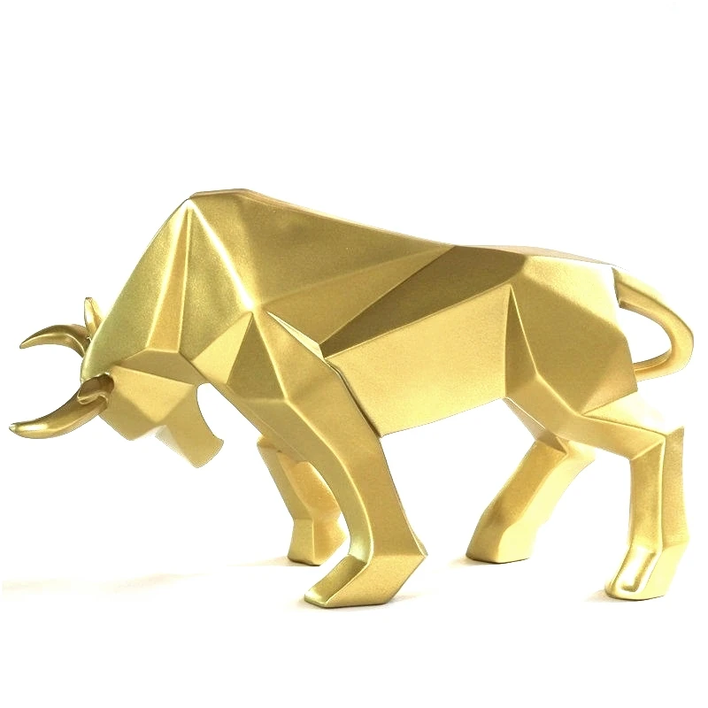 

[MGT]Resin Geometric Bison Ox Sculpture Abstract Bull Statue Office Decoration Home Art Craft Ornament Accessories Birthday Gift