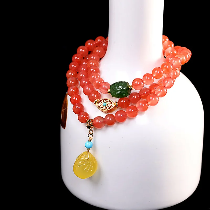 

Character Silver S925 SILVER-PLATED SOUTH AGATE hand string, fashion simple multi-circle hand string