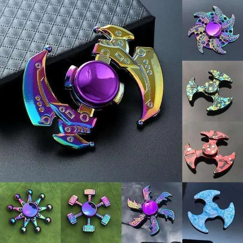 

Rainbow Metal Finger Spinner Bearing Spinner Toy Adult Toy Children Thor Mushroom 60-65mm Fingertip Spinner 2021 2022 autism
