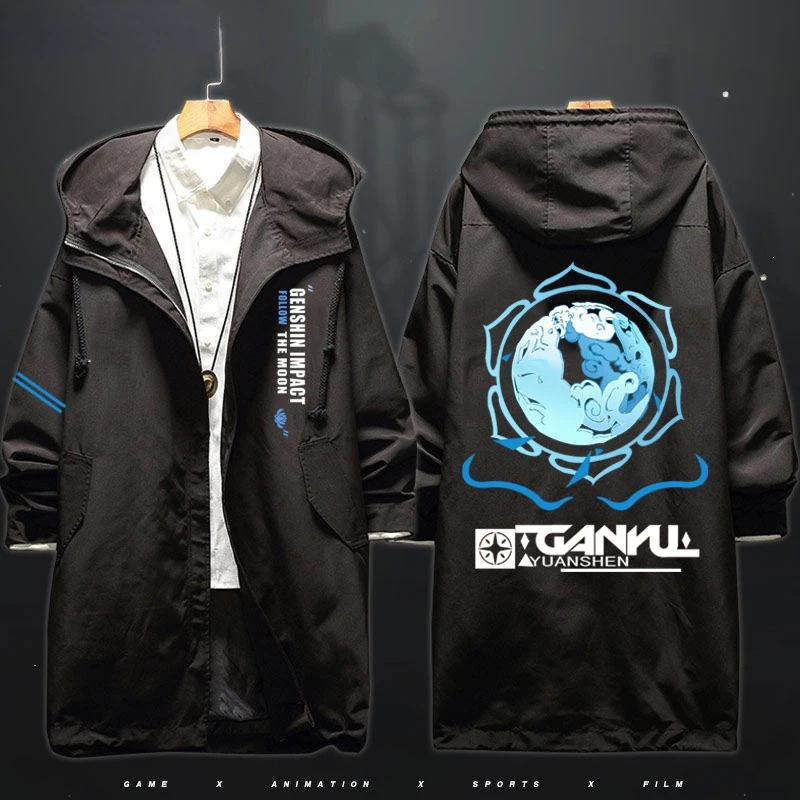 

Genshin Impact Ganyu Trench Long Sleeve Jacket Coat Fashion Cool Unisex Hoodie Zipper Hooded Windbreaker Top Cosplay Costume