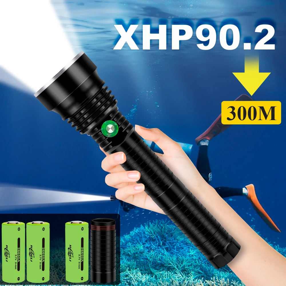 Перезаряжаемый мощный фонарь для дайвинга led xhp90 вспышка высокой мощности