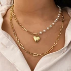Ожерелье-чокер женское в готическом стиле, длинная цепочка золотого цвета с подвеской в виде монеты, жемчужины барокко, свадебный аксессуар в стиле панк, лариат, Подарочная бижутерия