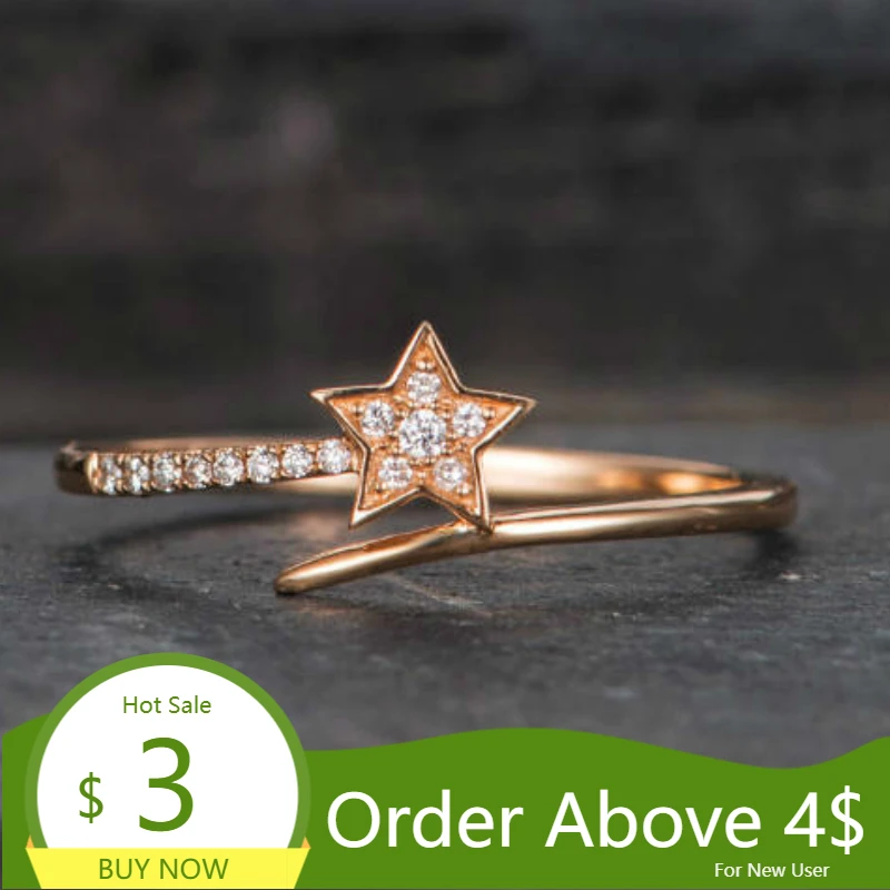 Женское кольцо с метеоритом Visisap инкрустированное из розового золота модные