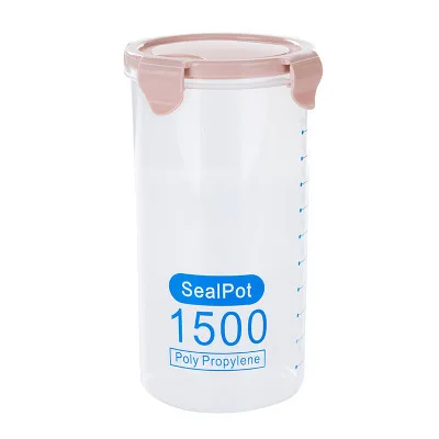 1500ml Pink 600 мл/800 мл/1000 мл/1500 мл свежий горшок для хранения кухни пластиковая закрывающаяся коробка контейнер для сохранения пищи Твердые крупы банка для зерна - Цвет: 1500ml Pink