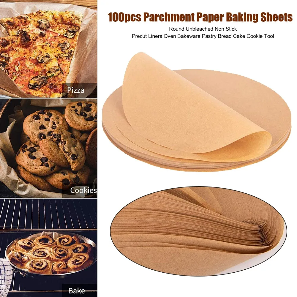 100 шт. круглая бумага для выпечки торта листы из пергаментной бумаги неотбеленная