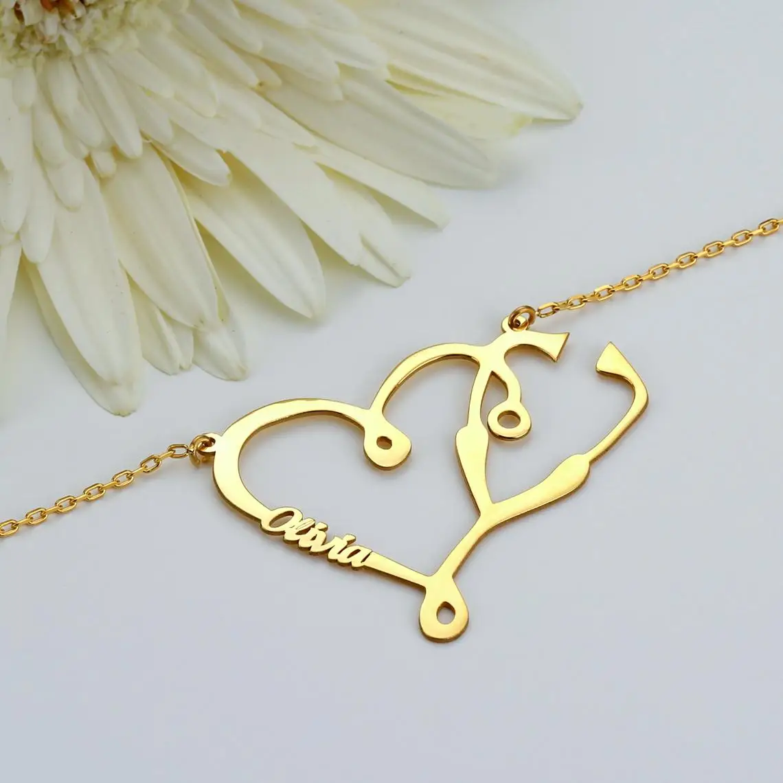 Женское колье чокер имя ожерелье в виде стетоскопа можно украсить ювелирными