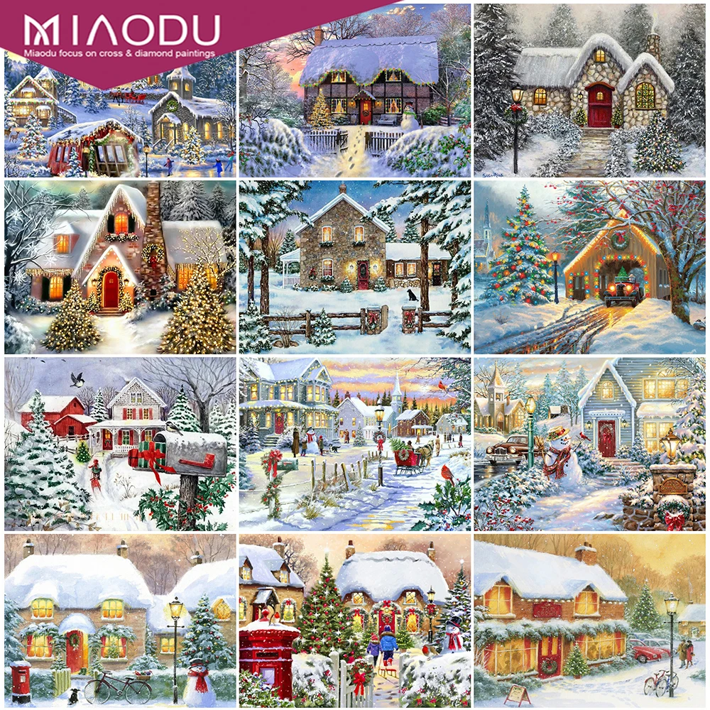 

Miaodu Diamond Painting Landscape New Arrival Diamond Embroidery Winter Picture Rhinestones Needlework House Decor For Home