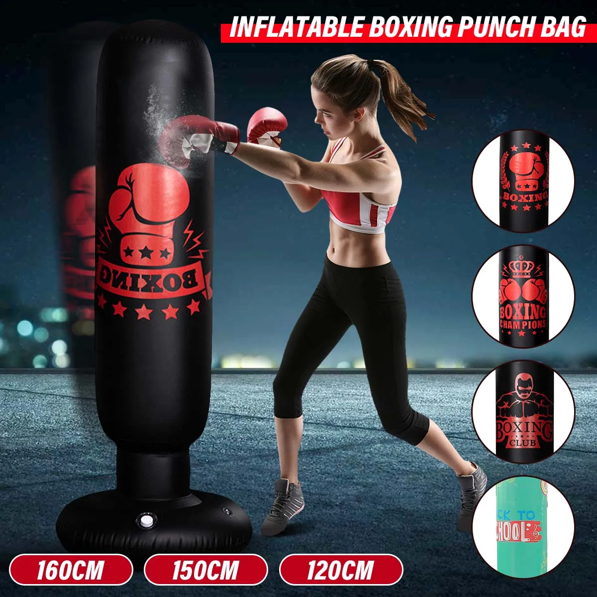 

160cm Inflatable Tumbler Punching Bag for Adult Children Fitness Sand Bag PVC Thicken Boxing Pillar Post Body Building Toys Gift