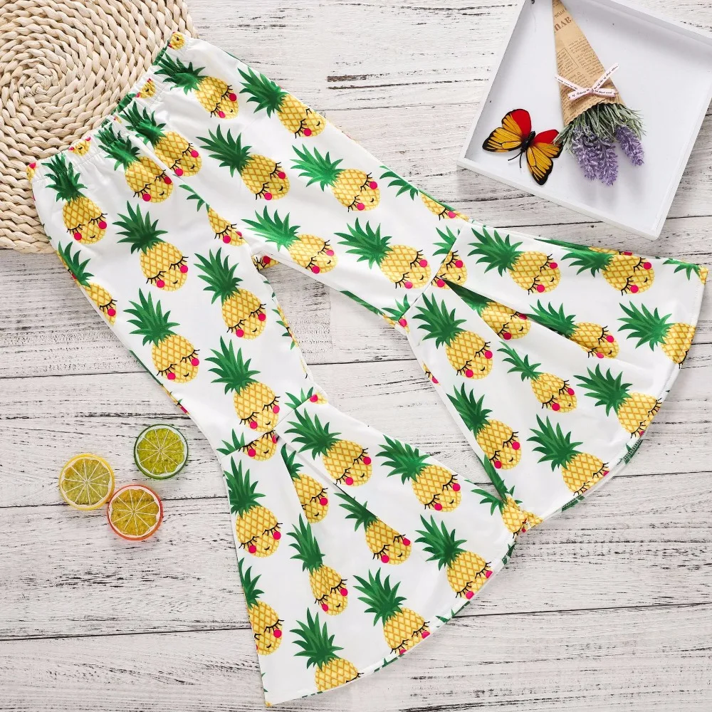 Милые штаны с рисунком ананаса для малышей летняя одежда расклешенные девочек