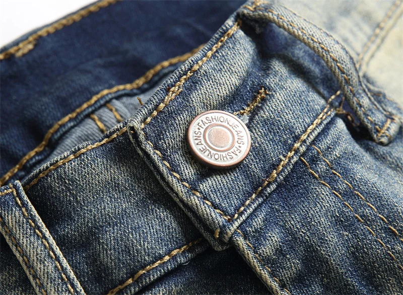 Джинсы мужские Стрейчевые с вышивкой Змея модная уличная одежда из эластичного