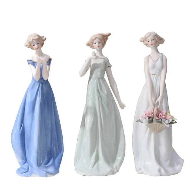 

European Ceramic Beauty Ornaments Home Furnishing Character Livingroom TV Cabinet Figurine Decoration Art Creative wedding Gift