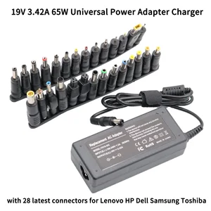 19v 3 42a 65w universal laptop power adapter charger for lenovo asus acer dell hp samsung toshiba laptop with 28 connectors free global shipping