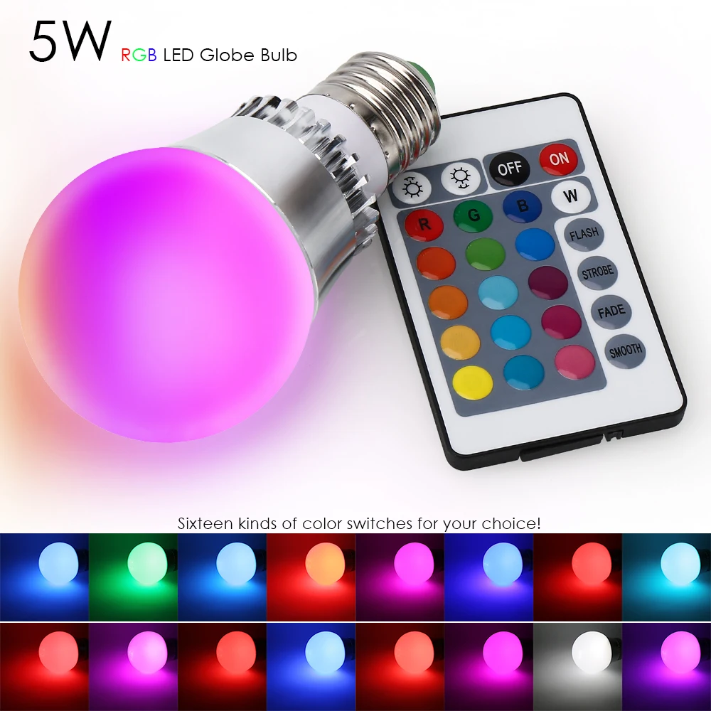 E27 E14 RGB светодиодный светильник 5 Вт 10 Вт Светодиодный светильник с пультом дистанционного управления светодиодная лампа Изменение цвета Домашнее освещение AC85-265V