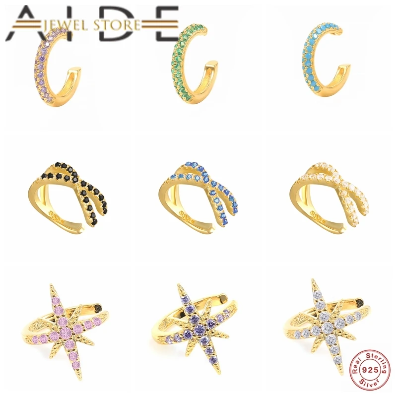 

Aide S925 Sterling Silver Non Pierced Micro Pave CZ Zircon Girl Clip Earring For Women Mini Star Cuff Earrings Wedding Jewerly
