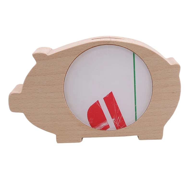 Прозрачная деревянная коробка банка для хранения монет милое животное сменная