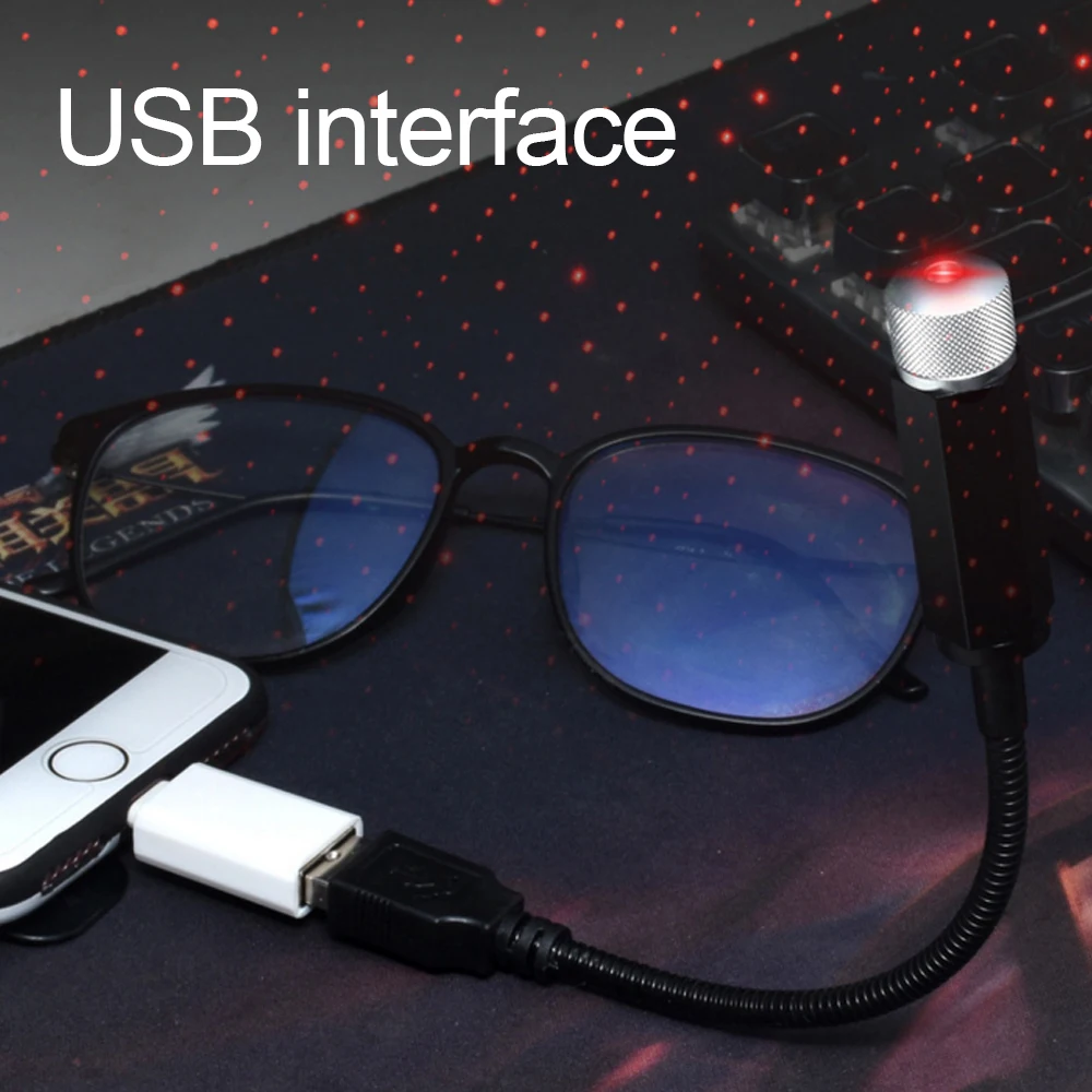 Мини USB автомобильный светодиодный светильник на крышу ночник проектор