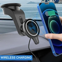15w fast charging wireless charger stand power grip suction cup magnetic attraction navigation phone holder for iphone 12